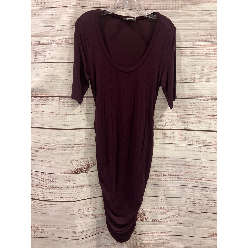 Motherhood Maternity Plum Purple Ruched Bodycon Dress Medium 96514 Scoop Neck
